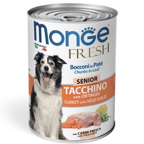 Влажный корм Monge Dog Fresh для пожилых собак, рулет из индейки с овощами, 400 г