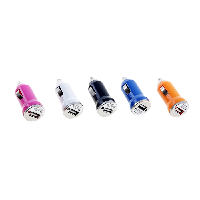 Автомобильное зарядное устройство универсальное USB, 1,0 А, 12-24V, пластик, МИКС