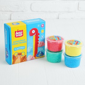 A set of ball -grained plasticine balls without sparkles of a goodbobr, 4 colors, 500 ml