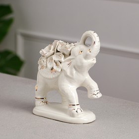 Статуэтка "Слон Индийский", белая, лепка, керамика, 18 см, микс