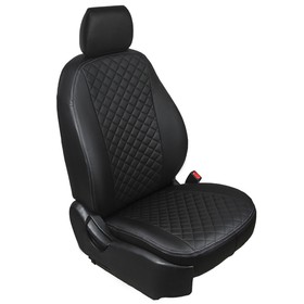 Авточехлы Rival Ромб, задняя спинка раздельная 40/60, Skoda Octavia III A7 универсал, лифтбек, с задним подлокотником, 2013-2017 2017-н.в., эко-кожа, черные, SC.5104.2 4334026