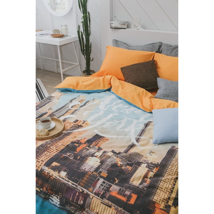 Постельное бельё "Этель" евро Нью-Йорк 200х217 см, 260*240 см, 50х70 см - 2 шт, мако-сатин - фото 798205594