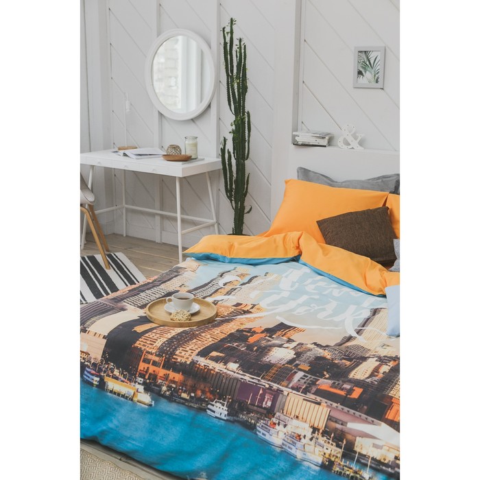 Постельное бельё "Этель" евро Нью-Йорк 200х217 см, 260*240 см, 50х70 см - 2 шт, мако-сатин - фото 798205592