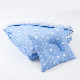 Комплект в кроватку (Одеяло детское, подушка фигурная), серый/голубой, бязь, хл100%