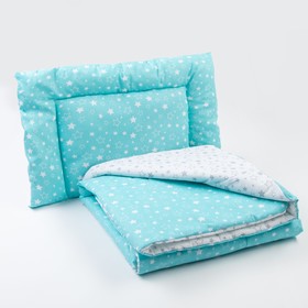 Комплект в кроватку (одеяло, подушка), цвет серый/бирюзовый