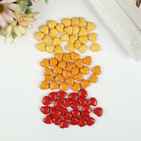 Бусины для творчества "Сердце", 10 мм, 30 грамм, оранжевые, золотые, красные