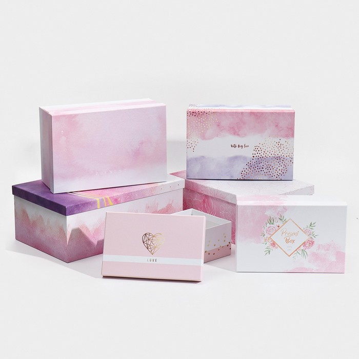 Набор подарочных коробок 6 в 1 «Нежно‒розовый», 20 х 12,5 х 7,5 - 32,5 х 20 х 12,5 см
