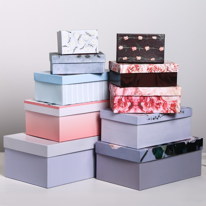 Набор подарочных коробок 10 в 1 «Цветы», 12 х 7 х 4 - 32,5 х 20 х 12,5 см - фото 1070073