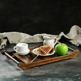 Поднос деревянный для завтрака "Ренессанс", 45х25 см, массив ясеня, цвет темный орех