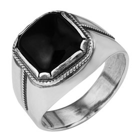 Перстень мужской посеребрение Black, 18,5 размер