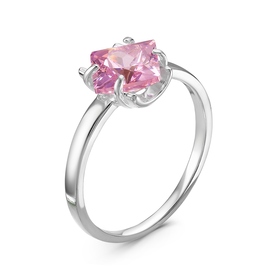Кольцо посеребрение "Ромб", цвет розовый, 16,5 размер