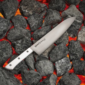Нож кухонный гранд шеф Samura Harakiri, лезвие 24 см, белая рукоять, сталь AUS-8