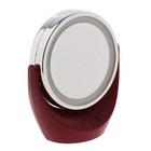 Зеркало MARTA MT-2646, подсветка, 17.5×20×10 см, увеличение х10, 3хААА, бордовое Зеркало MARTA MT-2646, подсветка, 17.5×20×10 см, увеличение х10, 3хААА, бордовое