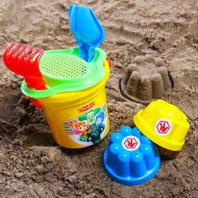 Набор для игры в песке: ведро, сетка, лопата, грабли, 2 формочки, ФИКСИКИ цвет МИКС, 530 мл