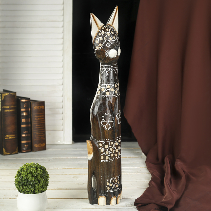 Сувенир дерево "Кошка с пятнистой головой" 5,5х12х60 см - фото 798210908