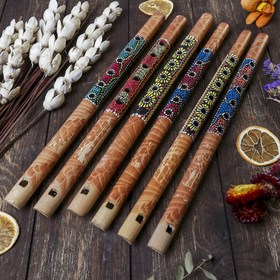 Музыкальный инструмент бамбук "Флейта Этнический орнамент" 35x2,5x2,5 см в Донецке