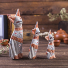 Сувенирный набор "Кошечки с полосками" дерево (высота 20,15,12 см) - фото 799500967