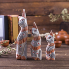 Сувенирный набор "Кошечки с полосками" дерево (высота 20,15,12 см) - фото 799500968