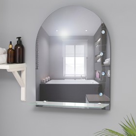 Зеркало «Орнамент», с пескоструйной графикой и фьюзингом, настенное, с полочкой, 50×62 см