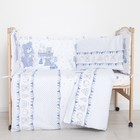 Комплект в кроватку (6 предметов) "Мишки и зайки", цвет голубой, бязь, хл100% - фото 107890772
