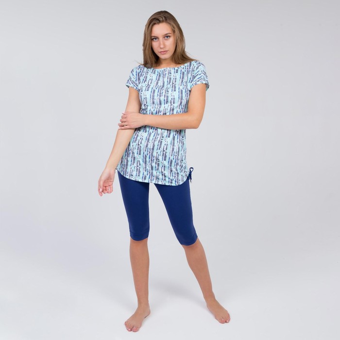 Комплект женский (туника, бриджи) «Харуна», цвет ментол, размер 46 - фото 798218416