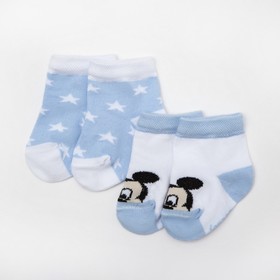 Набор носков "Mickey Mouse", белый/голубой, 6-8 см