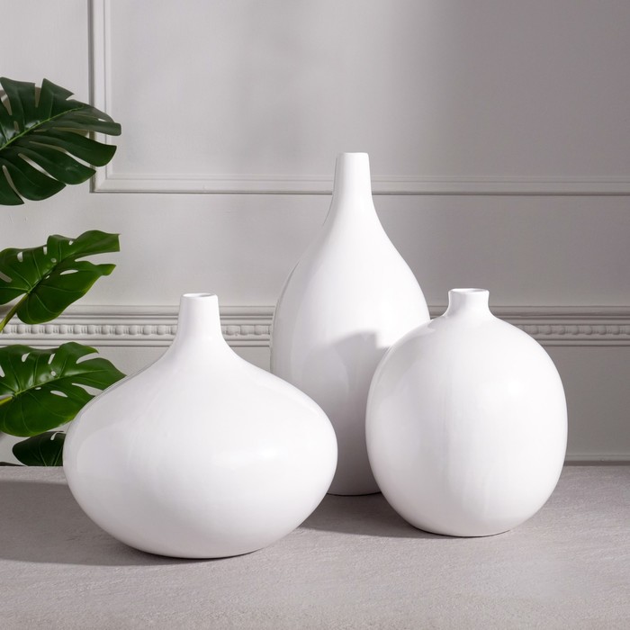 Набор ваз керамических "Агия", цвет белый, 24/33/41 см - фото 7088815