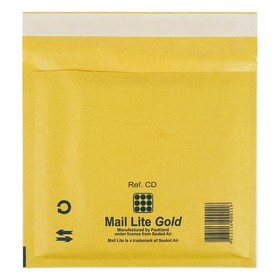 Крафт-конверт с воздушно-пузырьковой плёнкой Mail Lite, 18х16 см, Gold