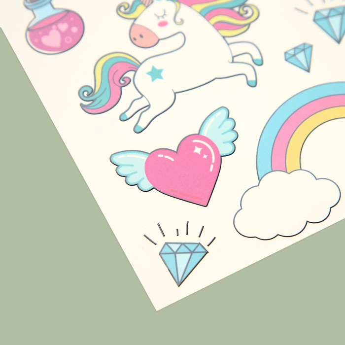 Наклейки‒тату Rainbow Unicorns, 14 × 21 см