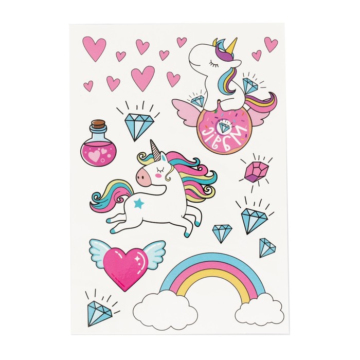 Наклейки‒тату Rainbow Unicorns, 14 × 21 см