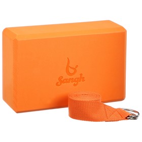 Набор для йоги (блок+ремень), цвет оранжевый