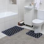 Набор ковриков для ванны и туалета Доляна «Сантра», 2 шт 40×50, 50×80 см, цвет чёрно-белый - фото 8186843