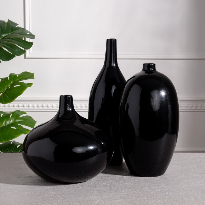 Набор ваз керамических "Агия", цвет черный, 24/33/41 см - фото 946819