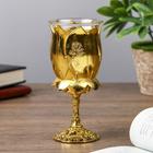 Candle holder plastic, glass, 1 candle "rose" a stemmed glass gold 13х6х6 cm