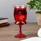 Candle holder plastic, glass, 1 candle rose glass on stem red 13х6х6 cm