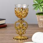 Candle holder plastic, glass, 1 candle "rose heart" twine glasses gold 15x6,3x6,3 cm