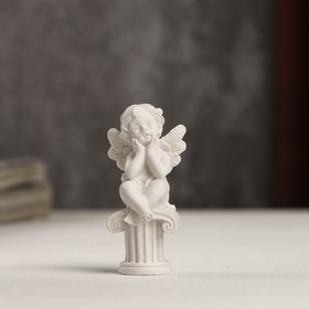 Сувенир полистоун "Белоснежный ангелочек на колонне" 5,5х2,4х2,6 см в Донецке