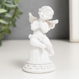 Сувенир полистоун ′Белоснежный ангелочек на колокольчике′ 8х4,2х4 см в Донецке