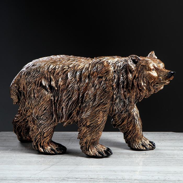 Статуэтка "Медведь", бронзовый цвет, гипс, 33 см