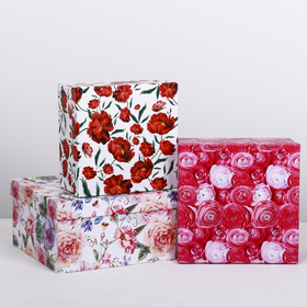 Набор подарочных коробок 3 в 1 «Цветы», 18 × 18 × 10‒22 × 22 × 12 см
