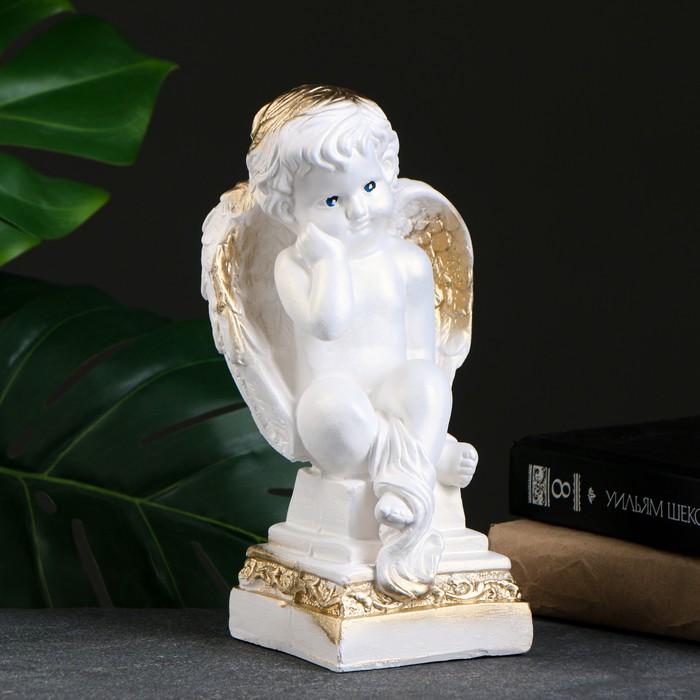 Фигура "Ангел на Пьедестале" белый 25х14х12см
