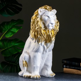Фигура "Лев сидя огромный" перламутр-золото 55х28х43см