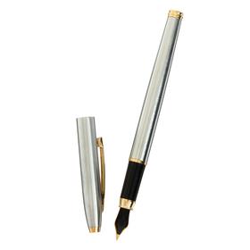 Ручка перьевая Luxor Sterling, линия 0.8 мм, чернила синие, корпус хром/золото