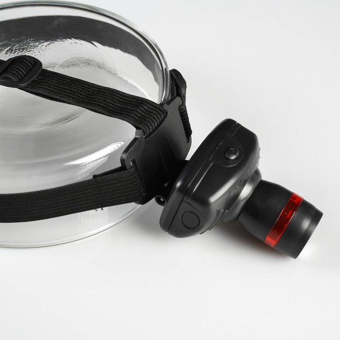 Фонарик налобный Searcher, zoom, 1 диод, чёрный, на рассеивателе красное кольцо