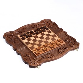 Настольная игра 3 в 1 "Режанс": нарды, шахматы, шашки, буковая доска 56 х 58 см