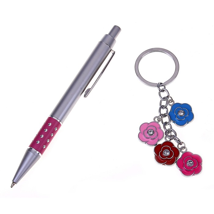 Набор подарочный 2в1: ручка, брелок-цветочки