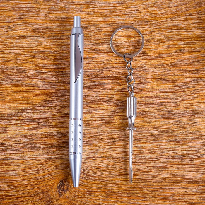 Набор подарочный 2в1: ручка, брелок-отвёртка, металлик