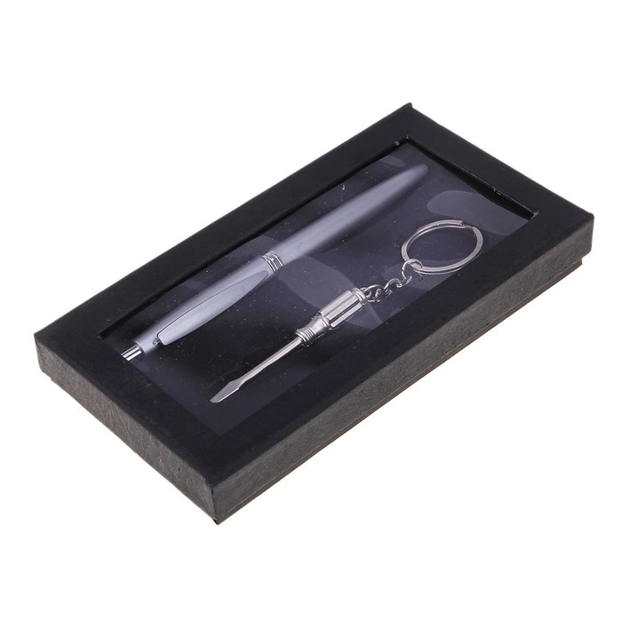 Набор подарочный 2в1: ручка, брелок-отвёртка, металлик