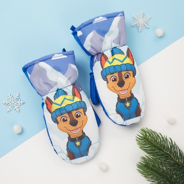 Рукавицы (варежки) зимние PAW PATROL "Гончик" р-р 14 (5-6 лет), синий