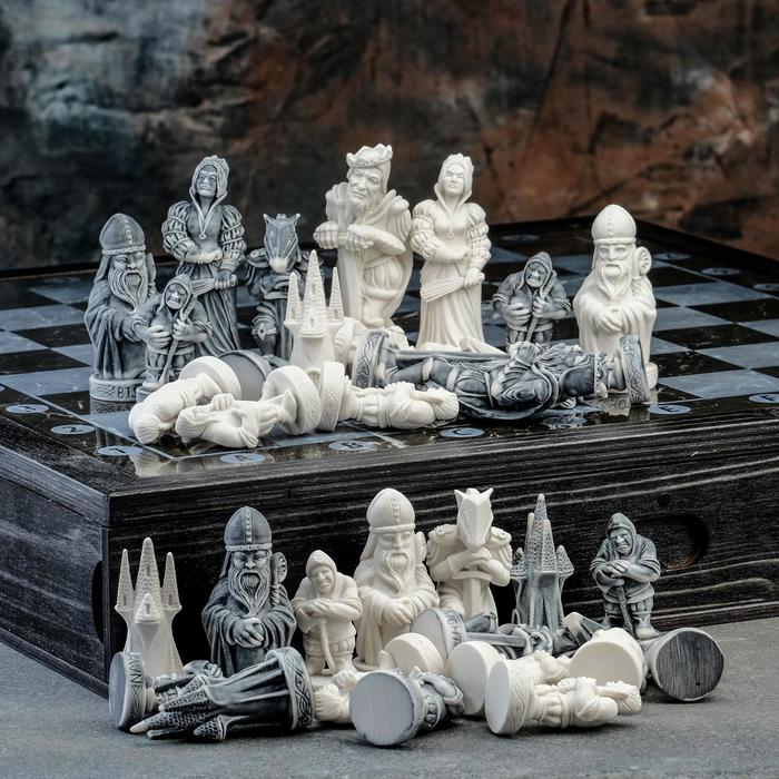 Фигуры шахматные, доска "Средневековье" комплект 32 шт - фото 948545